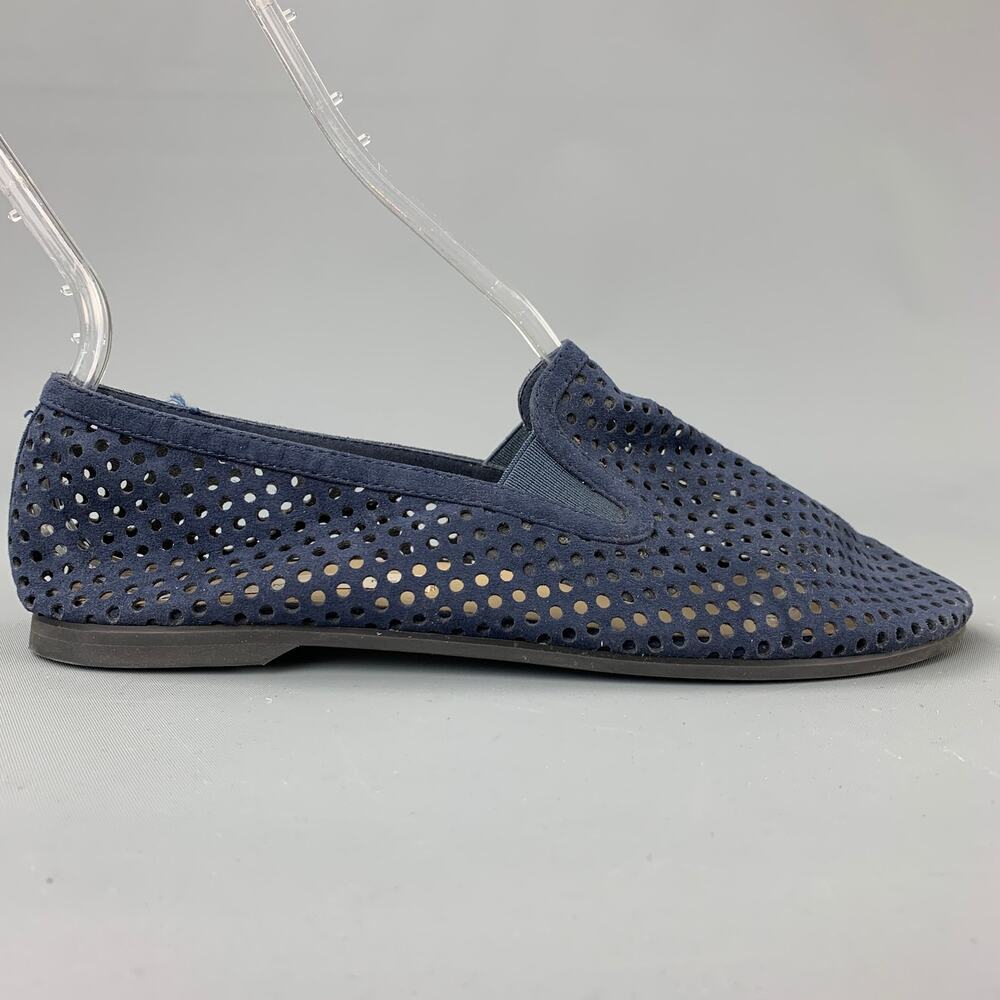 STELLA McCARTNEY Size 7.5 Navy Perforated Faux Suede Flats
